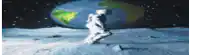 a painting of an astronaut walking on the moon in front of the earth
