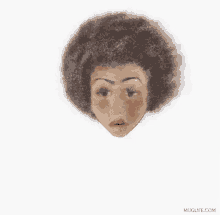 a drawing of a woman 's face with an afro and the words ummmmm no