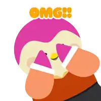 an illustration of a penguin with the word omg written on it