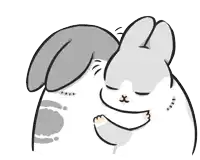 a cartoon drawing of a rabbit scratching another rabbit 's neck