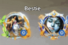 a picture of a woman and a picture of a woman with the word bestie on the bottom