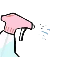 a cartoon drawing of a spray bottle with water spraying out of it