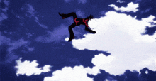 a person is falling through the air with the letter t visible