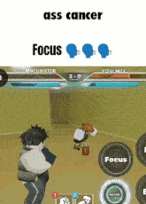 a screenshot of a game with the words ass cancer focus
