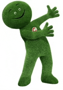 a green mascot with a c on his chest