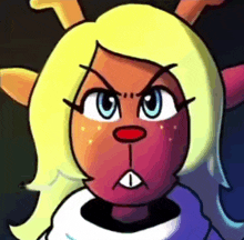 a close up of a cartoon character with an angry expression on her face