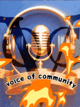 a picture of a microphone with the words voice of community
