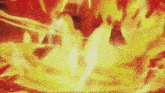 a person is standing in front of a large explosion of flames .
