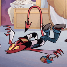a cartoon of a devil with a long tail
