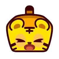 a cartoon drawing of a tiger with its eyes closed and mouth open