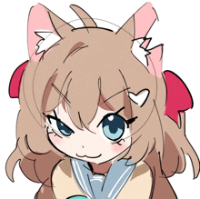 a drawing of a girl with cat ears and a heart on her hair