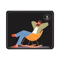 a poster that says ease the grind with a man sitting in a chair