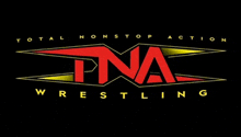 a logo for tna wrestling is shown on a dark background