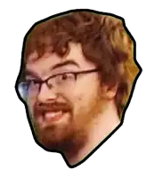 a close up of a man with glasses and a beard making a funny face .