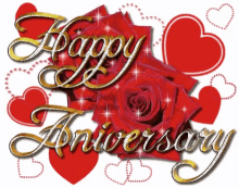 happy anniversary red rose heart