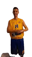 a basketball player wearing a yellow jersey with the number 14 on it