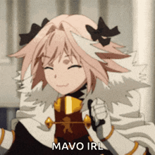 a picture of a anime girl with the words " mavo irl " written on the bottom