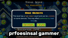 a game called tidal wave has a high object count