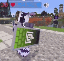 a screenshot of a video game with a shield with a g on it