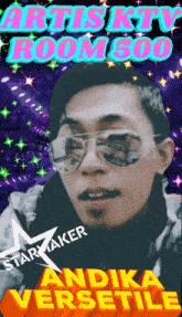 a poster for artist ktv room 500 with a man wearing sunglasses on it