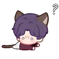 a cartoon of a boy with cat ears and a question mark