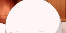 a cartoon character with a large white sphere covering his head