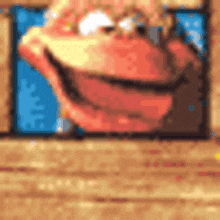 a pixel art of a person 's face with a big smile on it .