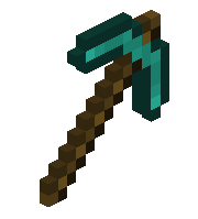 a pixel art drawing of a pickaxe with a diamond head