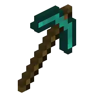 a pixel art drawing of a pickaxe with a diamond head