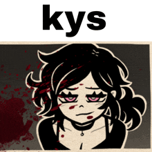 a picture of a girl with the word kys on top