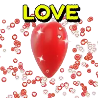 a red heart is surrounded by red and white hearts and the word love is above it