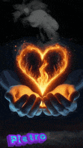 a person holding a heart in their hands with the name pietro above it