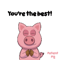 a cartoon pig says " you 're the best " in black letters