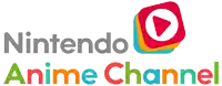 a logo for nintendo anime channel with a play button in the middle