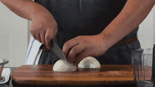Chopping Onion Two Plaid Aprons GIF