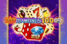 a slot machine with dice , cards , and a diamond in the middle .