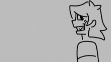 a black and white drawing of a cartoon character with a very angry expression on his face .