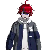 a boy with red hair and blue eyes is wearing a hoodie that says " i 'm not a person "