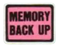a pink sign that says " memory back up " on it