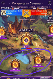 a screenshot of a game that says conquista na caverna