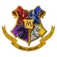 a coat of arms for mystic university with a ribbon