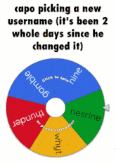 a spinning wheel with the words capo picking a new username