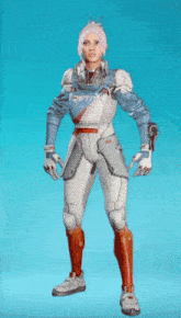 a woman in a futuristic outfit with the word drift on the front