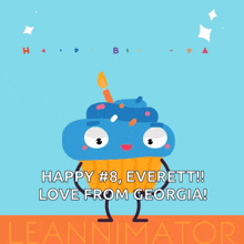 a birthday card that says happy # 8 everett
