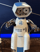 a robot with the number 4 on the front