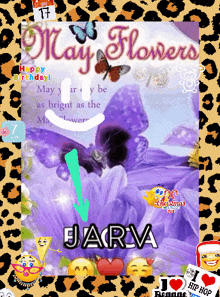 a birthday card for jarva with purple flowers