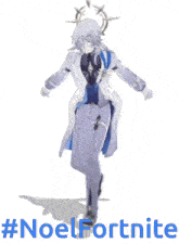 a cartoon character is dancing with the hashtag #noelfortnite on the bottom