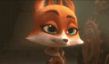 a close up of a fox 's face with a dark background