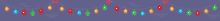 a row of colorful lights are hanging from a string on a purple background .