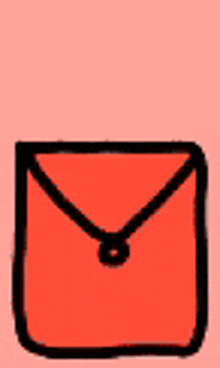a cartoon drawing of a red pencil with a black outline on a pink background .